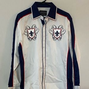 Lamasini Jeans Company Button Down Shirt ‘Fluer de Lis’ - Size Medium